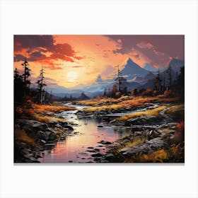 Sunset By The River Canvas Print