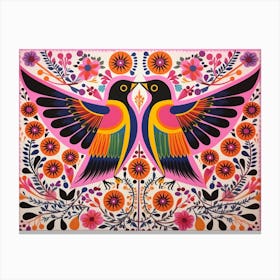 Hummingbird 2 Folk Style Animal Illustration Canvas Print