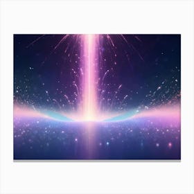 A Glowing Pink Light Beam Erupting From A Sparkling Surface, Creating A Dynamic And Cosmic Scene Canvas Print