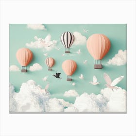 3d Art Design With Air Balloons And Birds 1 Canvas Print