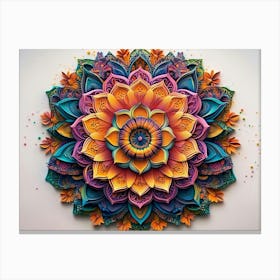 3d Detailed Mandala With Vibrant Colors 2 Canvas Print