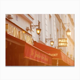 Paris Red Awnings Bathed In Golden Sunshine Canvas Print