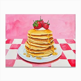 Pancake Stack Pink Checkerboard 1 Canvas Print