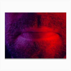 Macro Close Up On Man Mouth With Serious Facial Expression Canvas Print