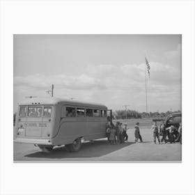 School Bus Bringing Home Children To Agua Fria Migratory Labor Camp, Arizona By Russell Lee Canvas Print
