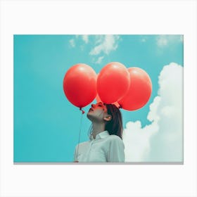 Girl With Red Balloons Canvas Print