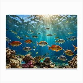 Fish and coral reefs Canvas Print