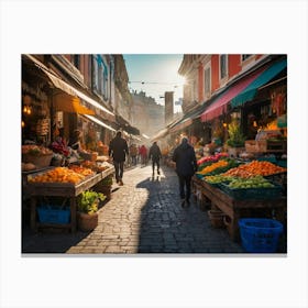 Fruit Market In Rome Canvas Print