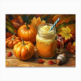 Pumpkin Spice Latte With Pumpkins Canvas Print