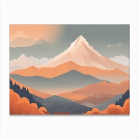 Misty mountains horizontal background in orange tone 128 Canvas Print