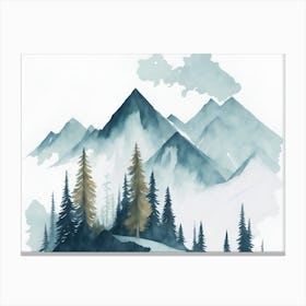 Mountain And Forest In Minimalist Watercolor Horizontal Composition 201 Canvas Print