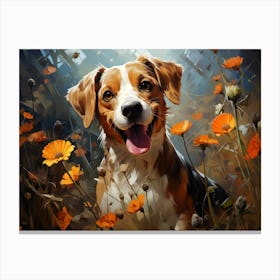 Beagle In Flowers Canvas Print