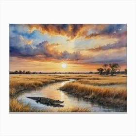 The Rhythm of the Grasslands Sunset In The Savannah Canvas Print