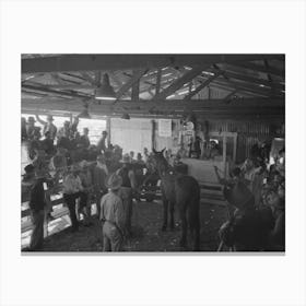 Auctioning A Horse At West Texas Stockyards, San Angelo, Texas By Russell Lee Canvas Print