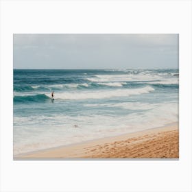 Surfer In The Waves At Oahu In Hawaii Canvas Print