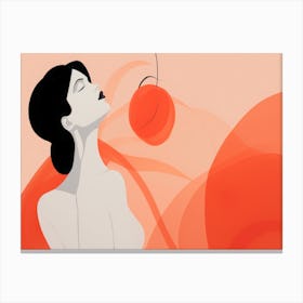 Woman Holding An Orange Canvas Print