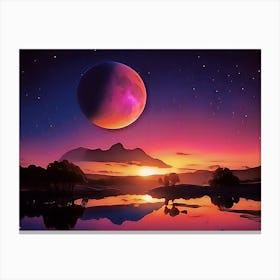 Moon And Stars Canvas Print