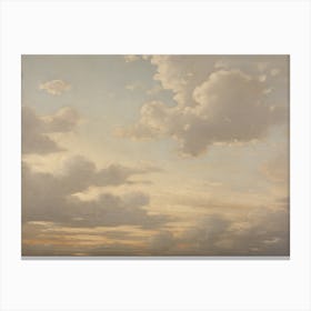 Vintage Coastal Cloudy Sky Painting Canvas Print