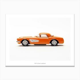 Toy Car 55 Corvette Orange Poster Canvas Print