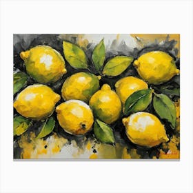 Bright Yellow Lemons Expressionism Canvas Print