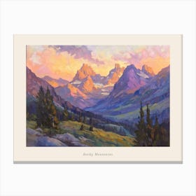 Western Sunset Landscapes Rocky Mountains 3 Poster Canvas Print