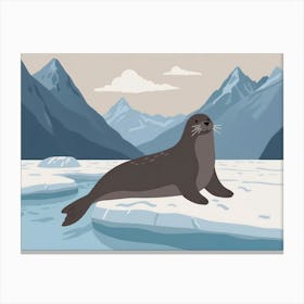 Seal Sliding On Glacier Canvas Print