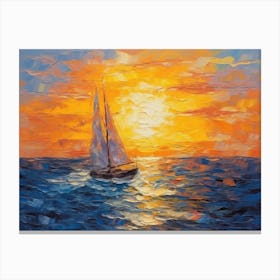 Sailboat At Sunset 4 Canvas Print