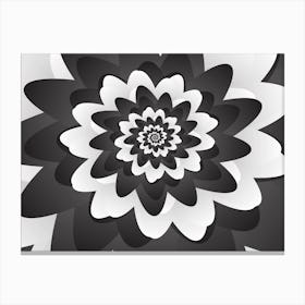 Monochrome Flower Spiral Pattern Canvas Print