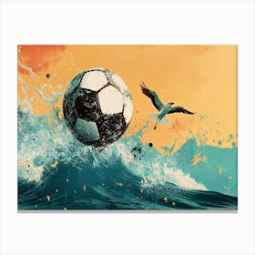 Soccer Ball In The Ocean Canvas Print