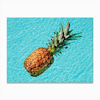 Floating Pineapple In Swimming Pool Canvas Print