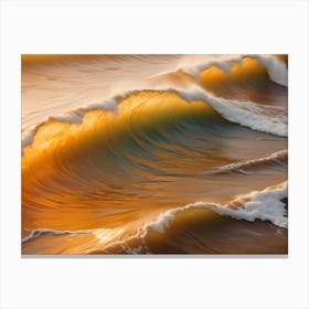 Powerful Golden Waves Illuminated By The Setting Sun As They Curl And Break, Creating A Mesmerizing Display Of Light And Motion Canvas Print