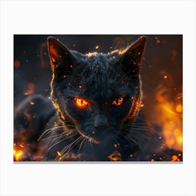 Black Cat On Fire 2 Canvas Print