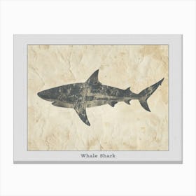 Whale Shark Grey Silhouette 2 Poster Canvas Print