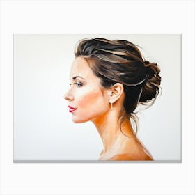 Side Profile Of Beautiful Woman Oil Painting 22 Canvas Print