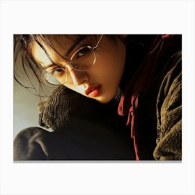 Asian Girl With Glasses Canvas Print