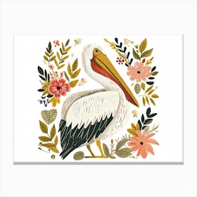 Little Floral Pelican 4 Canvas Print
