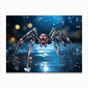 Anthropomorphic Spider Resembling A Graceful Ballerina Poised Elegantly On A Water Droplet Highly D Canvas Print