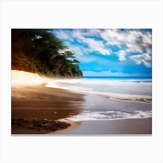 sand beach with waves in summer