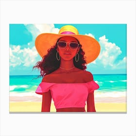 Illustration of an African American woman at the beach 17 Canvas Print