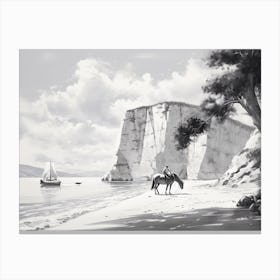 A Horse Oil Painting In Navagio Beach (Shipwreck Beach), Greece, Landscape 3 Canvas Print