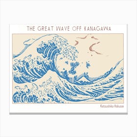 Line Art Minimalist – The Great Wave Off Kanagawa – Katsushika Hokusai – Classic Painting 1 Canvas Print