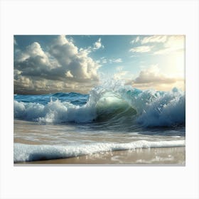 Wave Crashing On The Beach Canvas Print