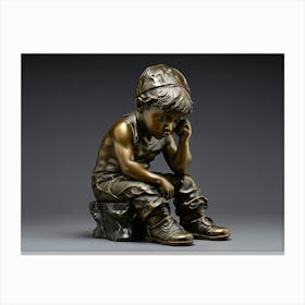 Thinker Boy Statue Canvas Print