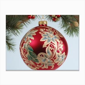 Red And Gold Christmas Ornament Canvas Print