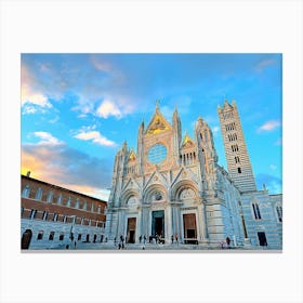 The West Façade Of The Siena Cathedral In Tuscany Canvas Print