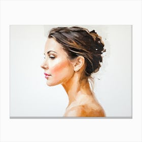 Side Profile Of Beautiful Woman Oil Painting 12 Canvas Print