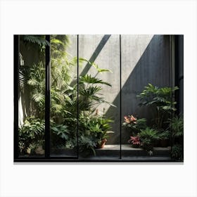 Nature Petiole Art Sunshine Black Up High Overlay Concrete Shadowy Floral Light Natural (15) Canvas Print