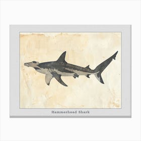 Hammerhead Shark Grey Silhouette 12 Poster Canvas Print