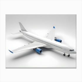 White Airplane On A White Background Canvas Print