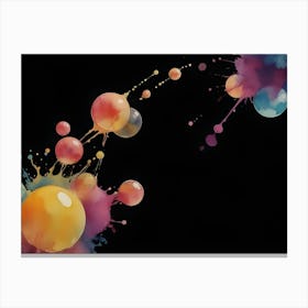 Abstract Colorful Bubbles With Splashes On Black Background 3 Canvas Print